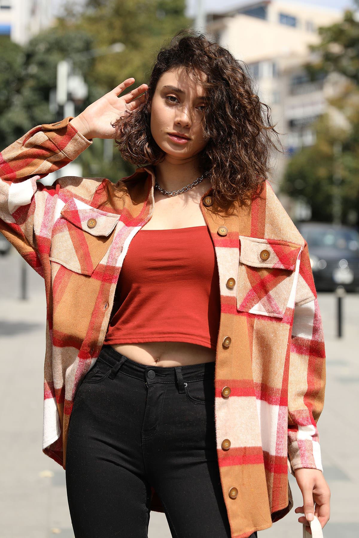 Ekose Salaş Gömlek-Taba