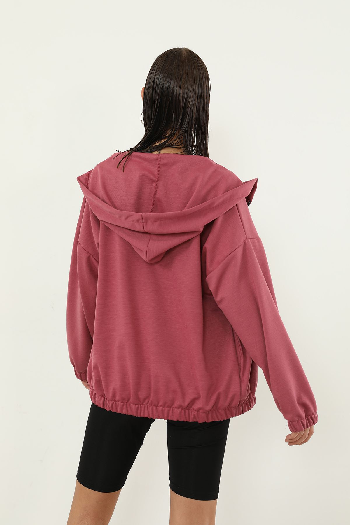 Fermuarlı Sweatshirt-Gül Kurusu