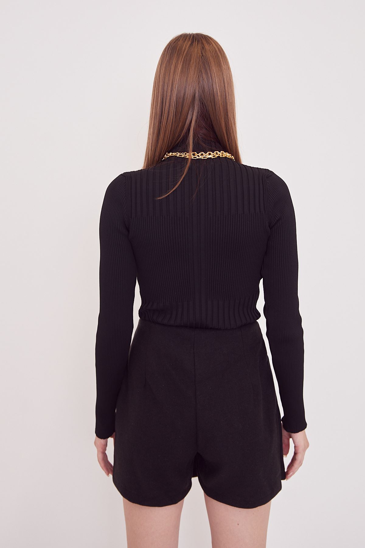 Boğazlı Triko Kazak-Siyah