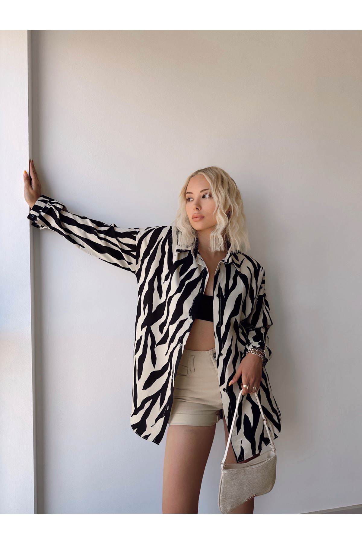 Zebra Desen Gömlek-Siyah