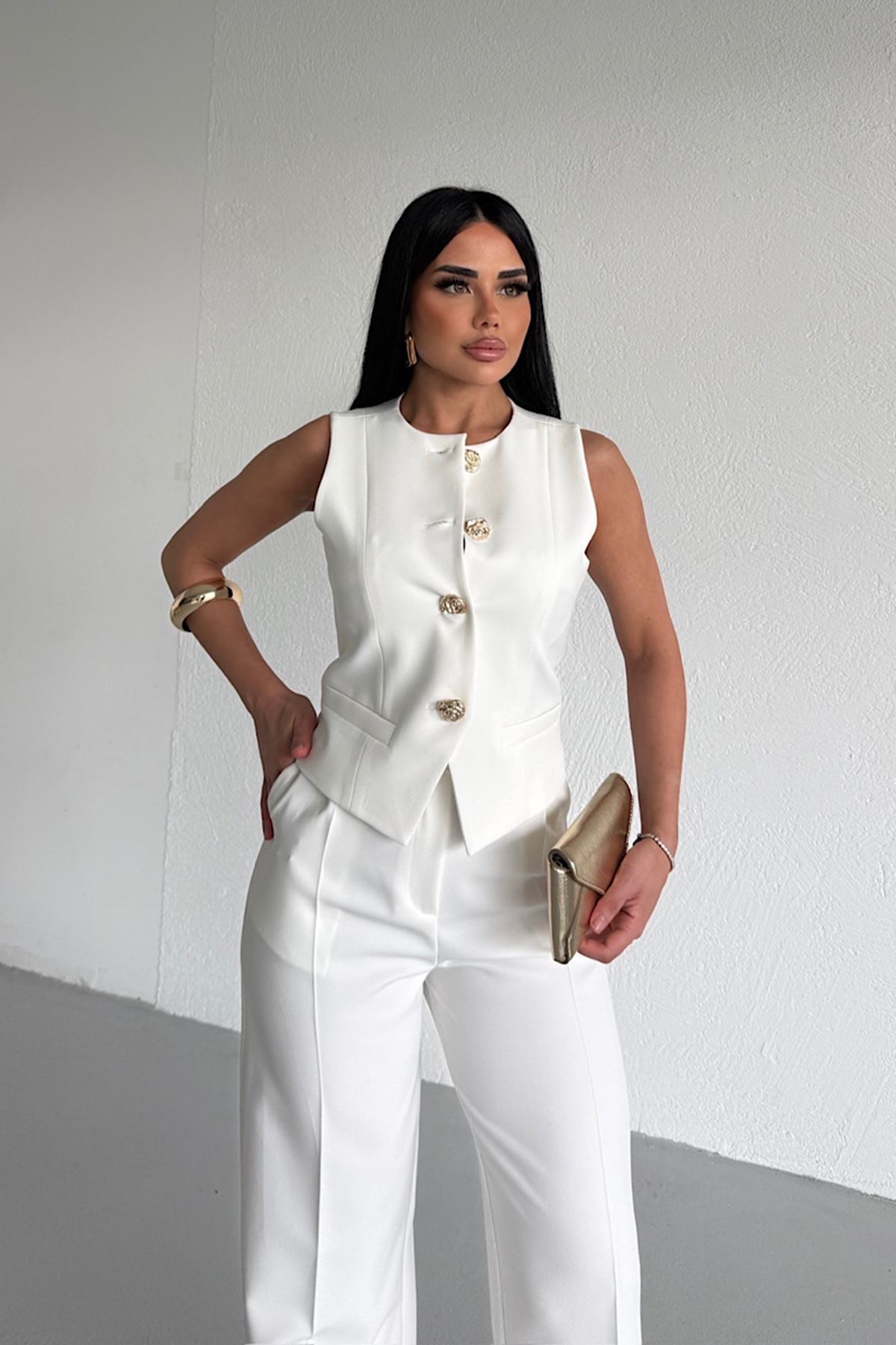 Gold Düğme Detaylı Takım 