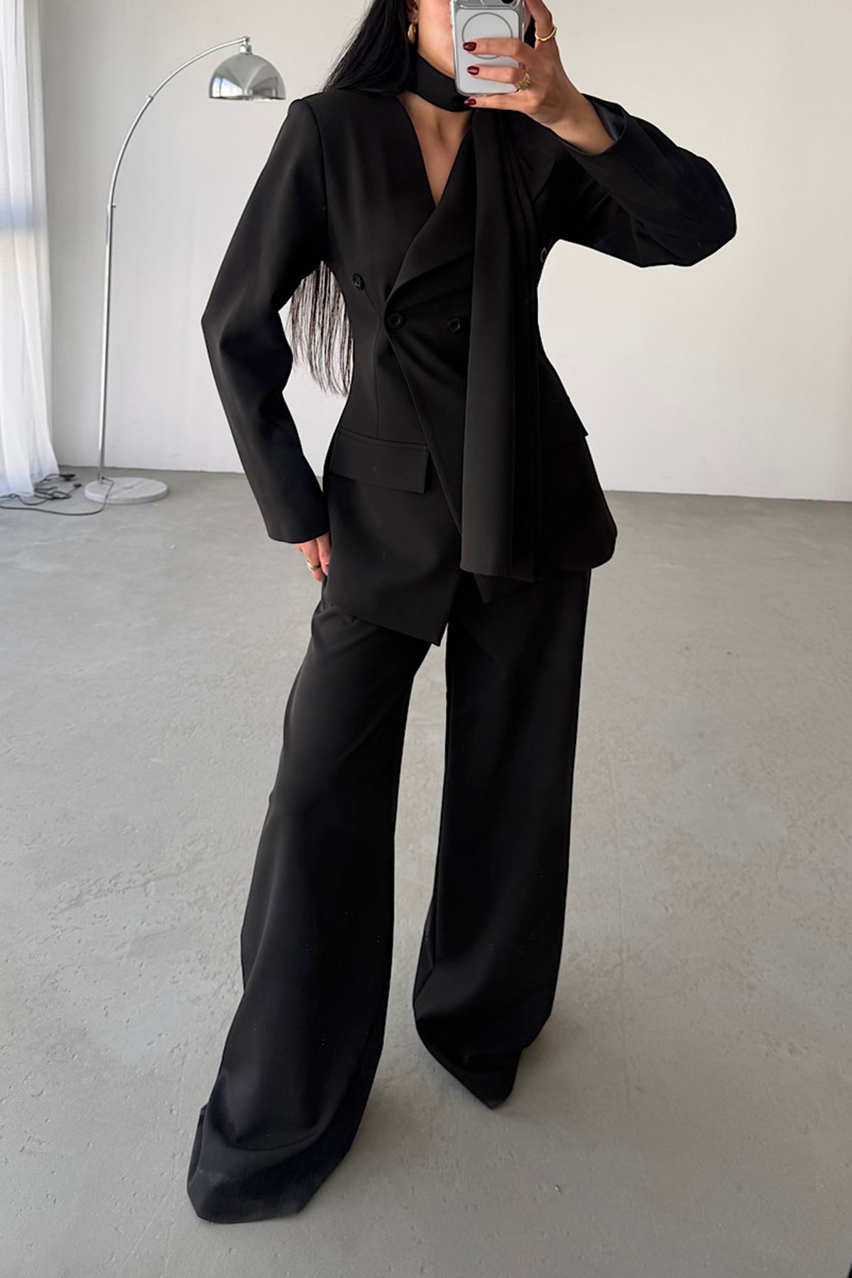 Modern Şal Yaka Takım - Siyah