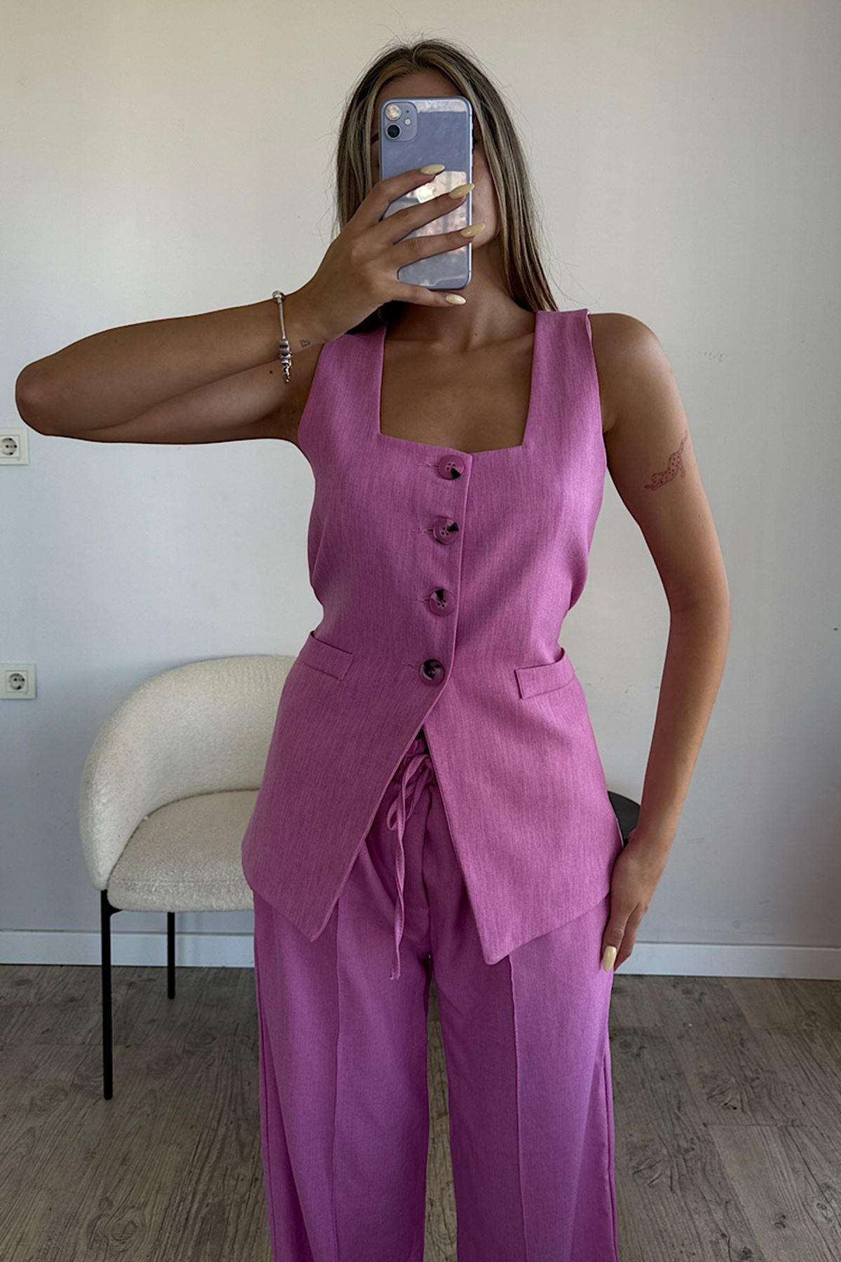 Modern Yelekli İkili Takım 