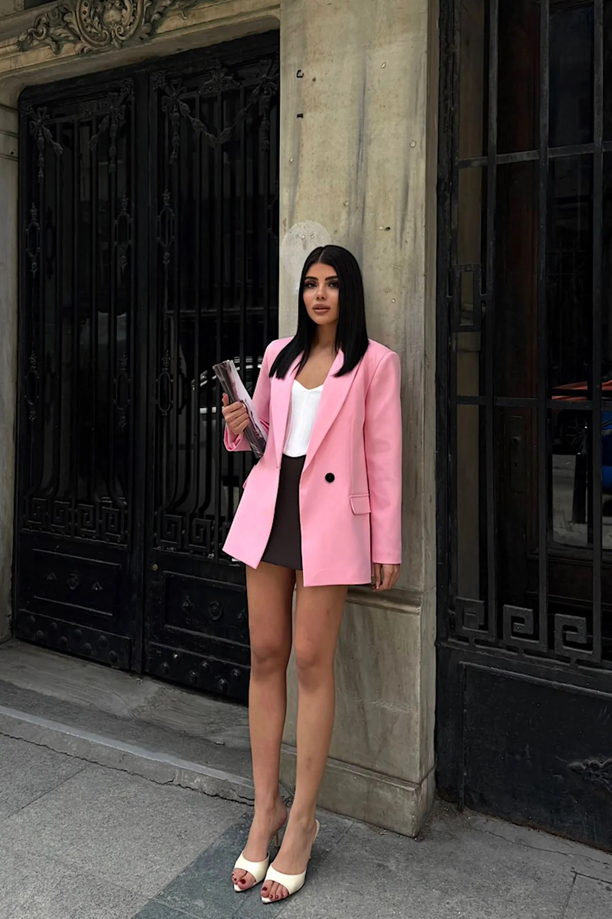 Oversize Blazer Ceket Pembe