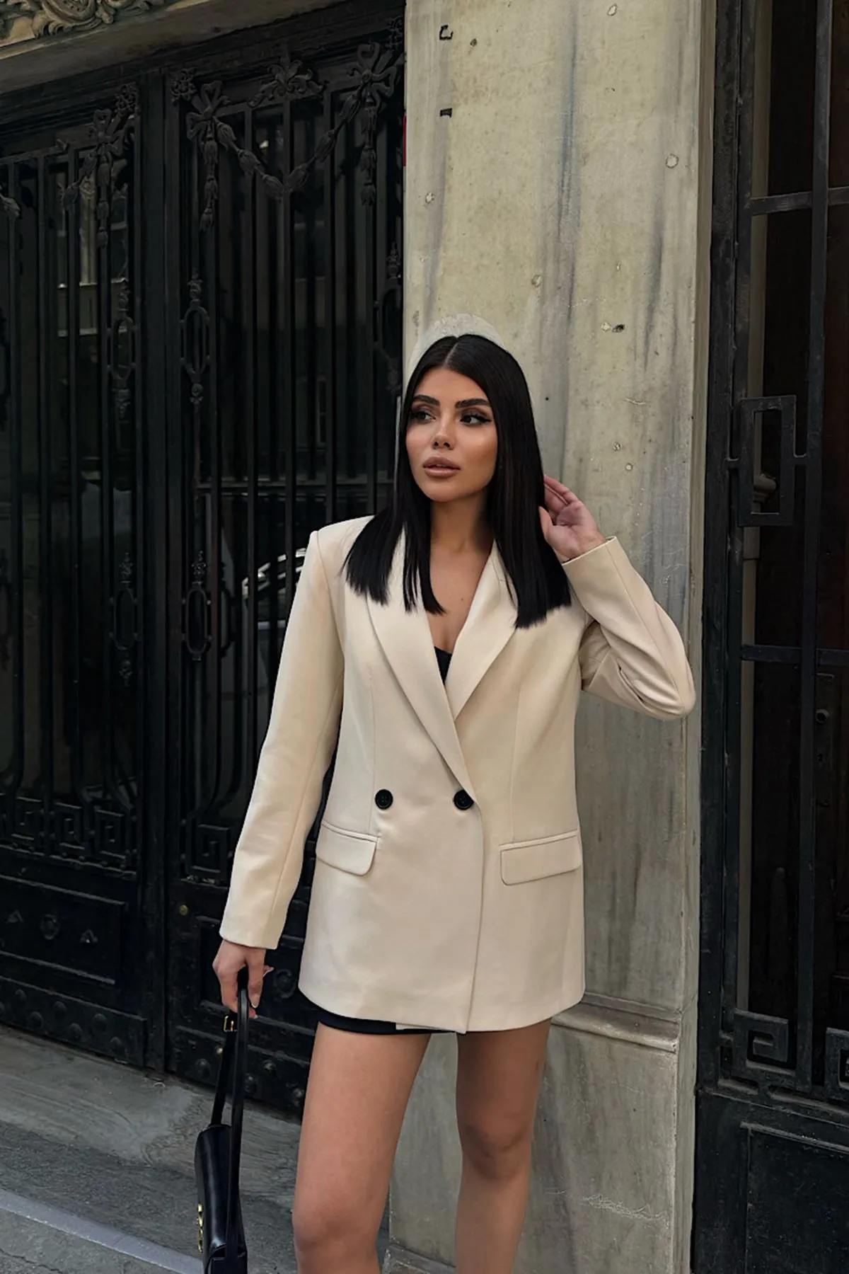 Oversize Blazer Ceket Bej