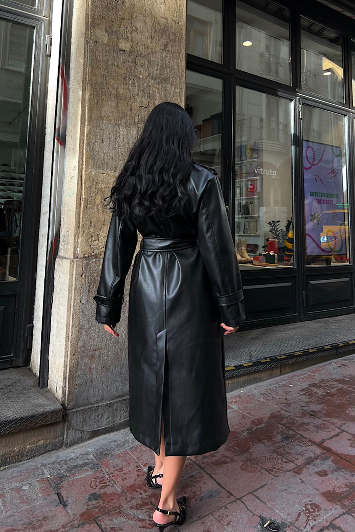 Oversize Deri Trençkot