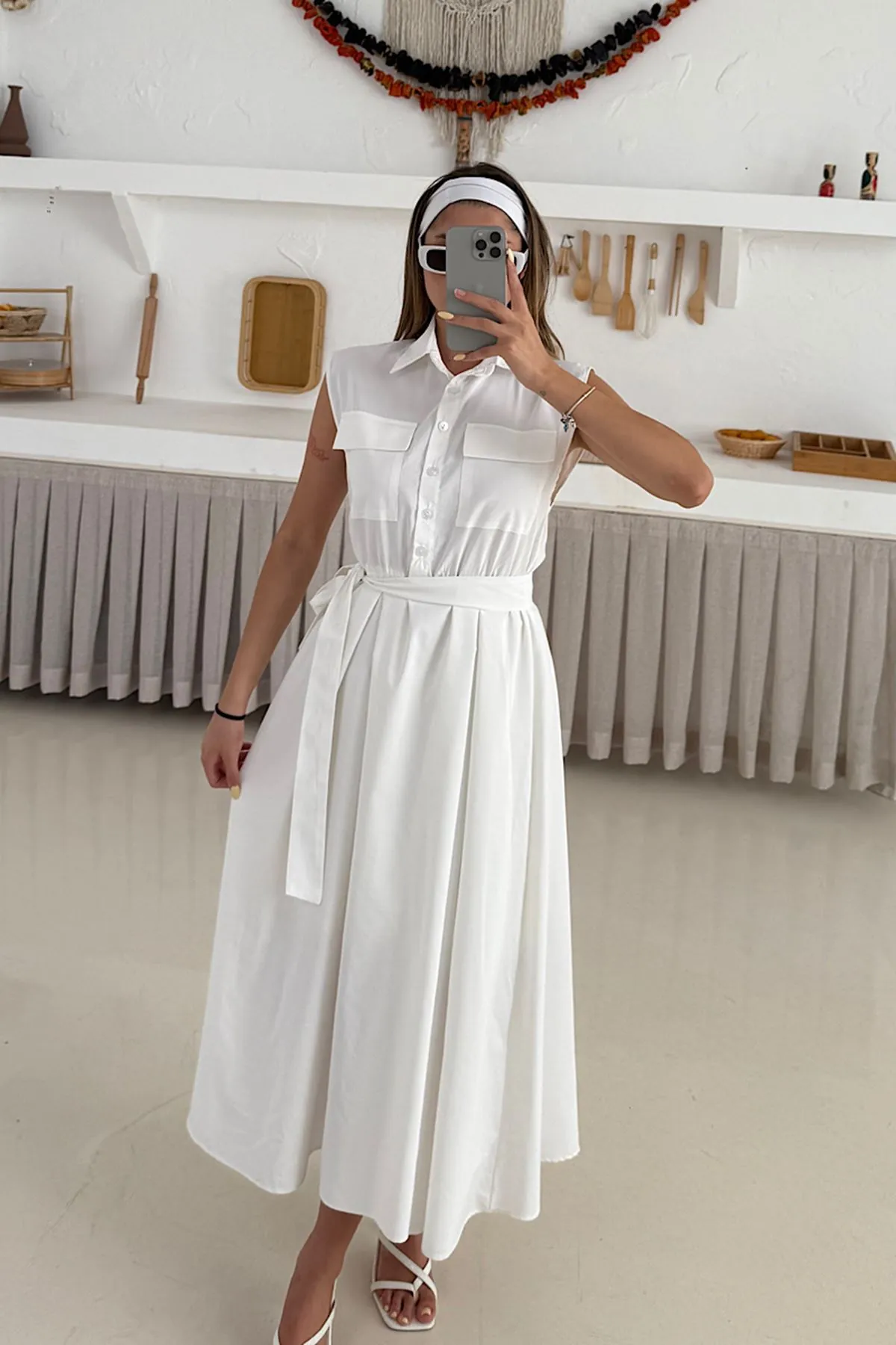 Basic Poplin Elbise Beyaz