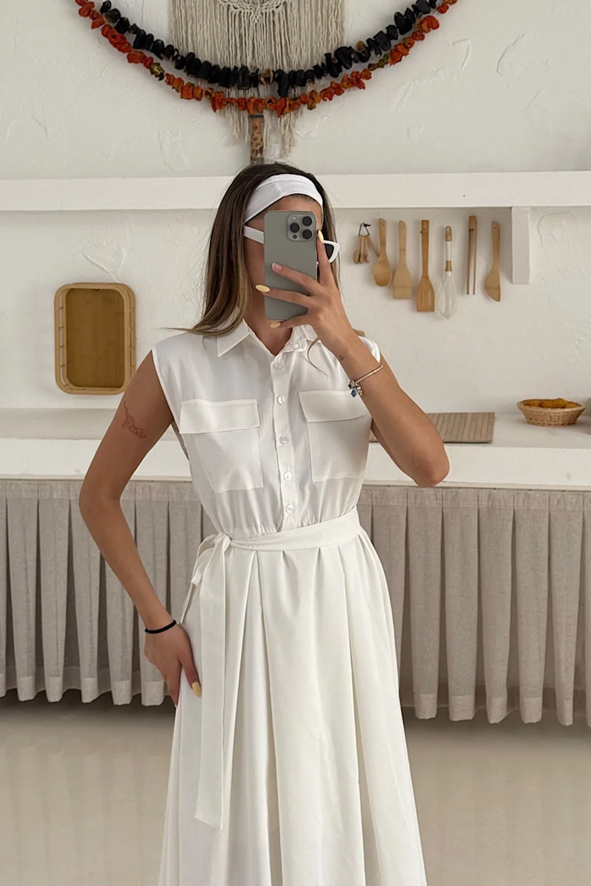 Basic Poplin Elbise Beyaz