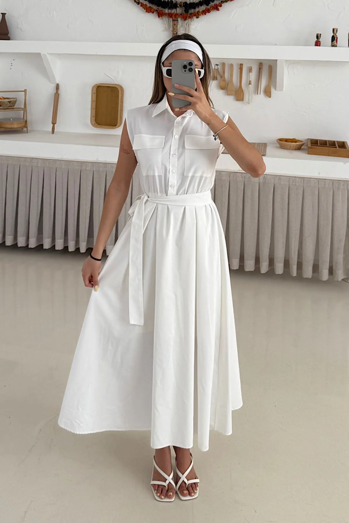 Basic Poplin Elbise Beyaz