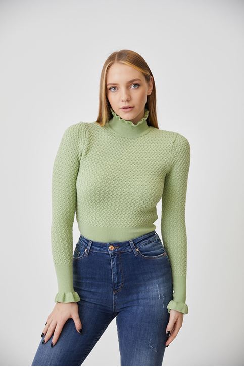 Fırfır Detay Bluz-Mint