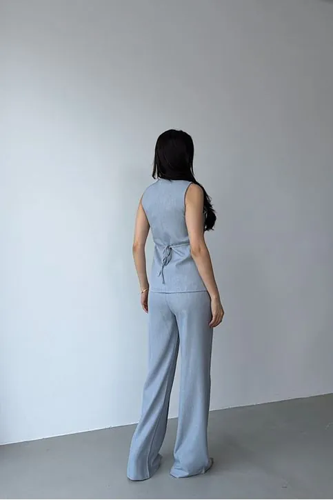 Modern Yelekli İkili Takım Gri
