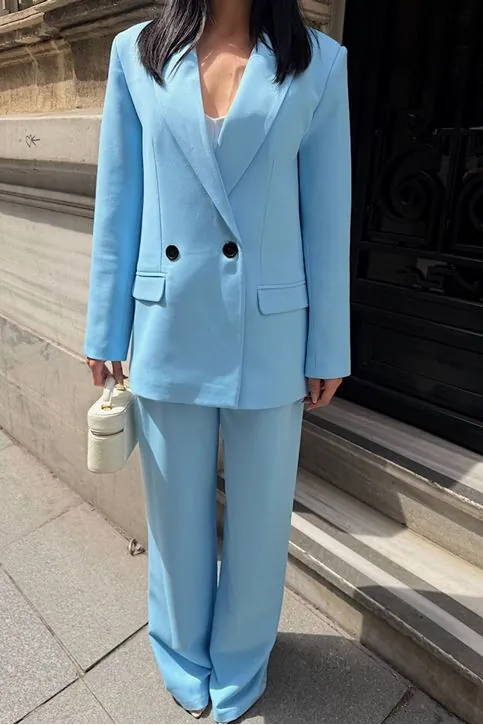 Oversize Ceketli Takım Mavi