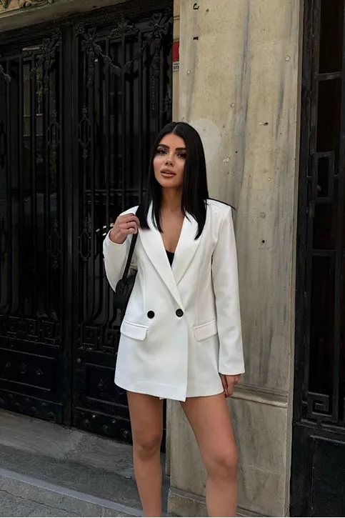 Oversize Blazer Ceket Beyaz