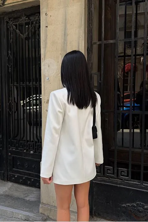 Oversize Blazer Ceket Beyaz