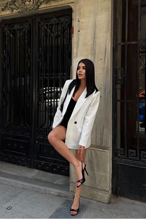 Oversize Blazer Ceket Beyaz