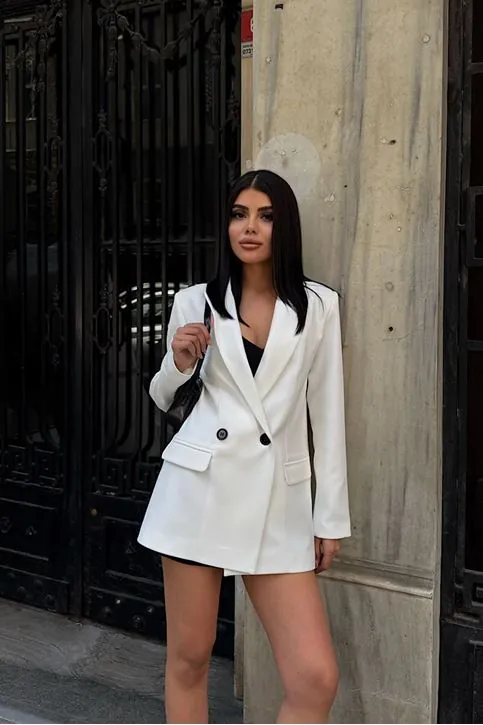 Oversize Blazer Ceket Beyaz