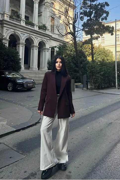 Oversize Blazer Ceket Mürdüm