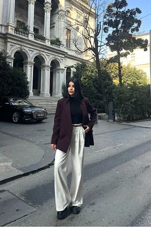 Oversize Blazer Ceket Mürdüm
