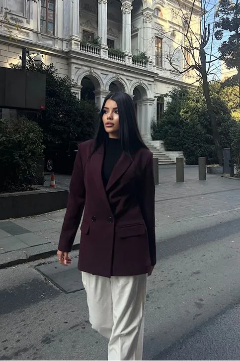 Oversize Blazer Ceket Mürdüm