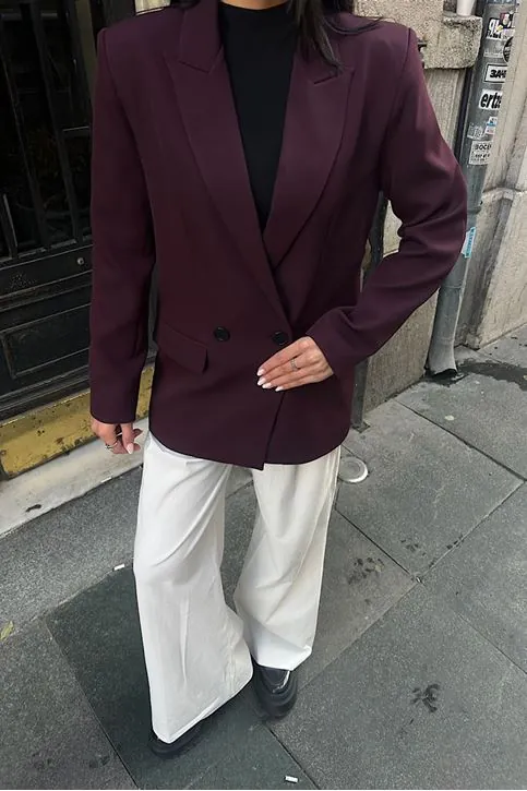 Oversize Blazer Ceket Mürdüm