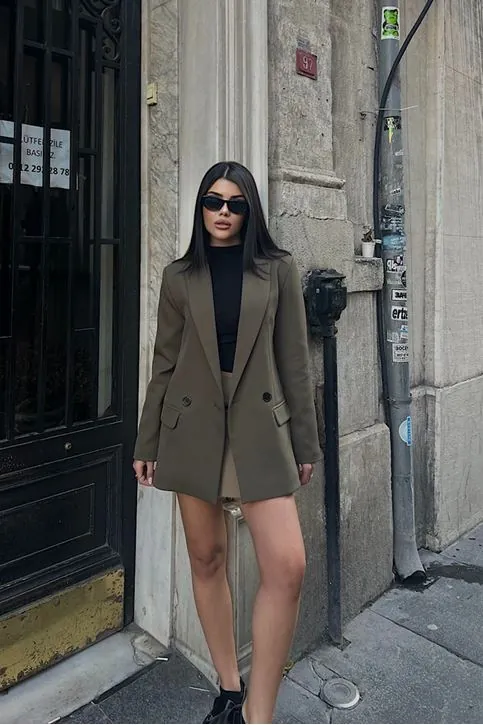 Oversize Blazer Ceket Haki