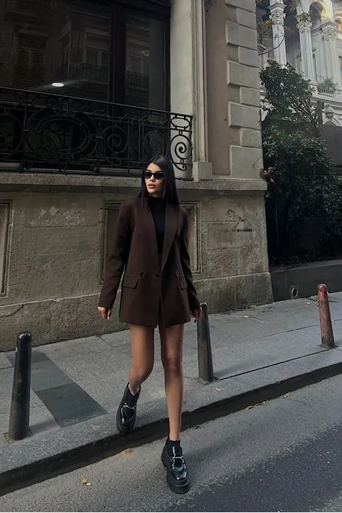 Oversize Blazer Ceket Kahverengi