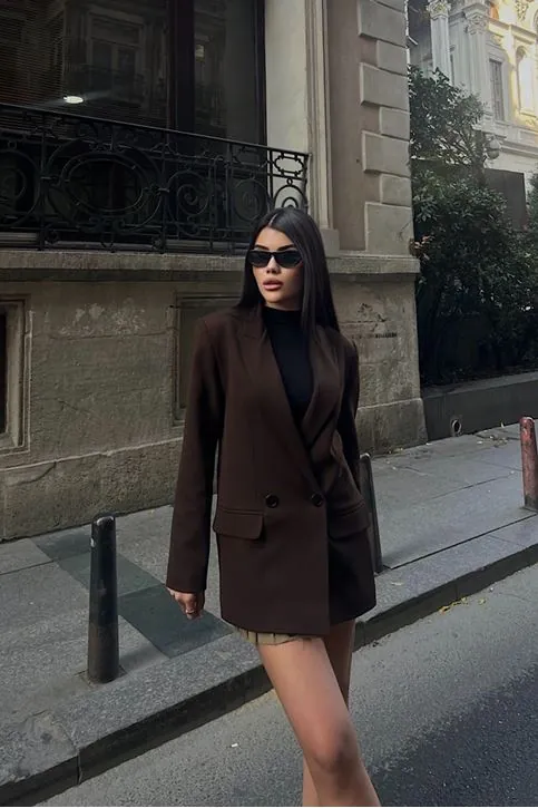 Oversize Blazer Ceket Kahverengi
