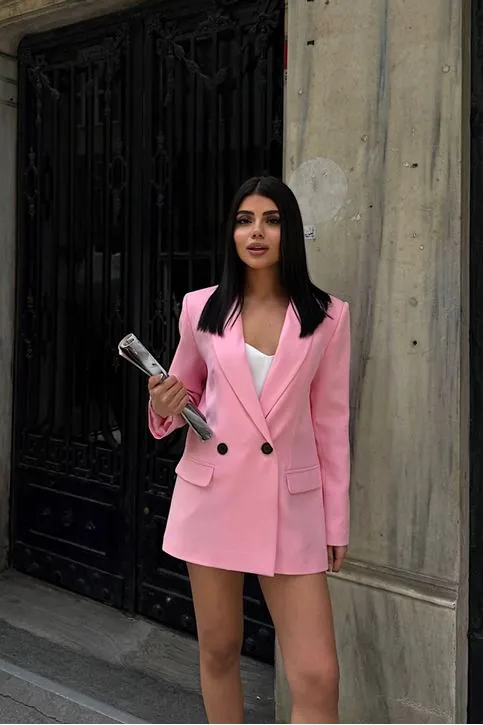 Oversize Blazer Ceket Pembe