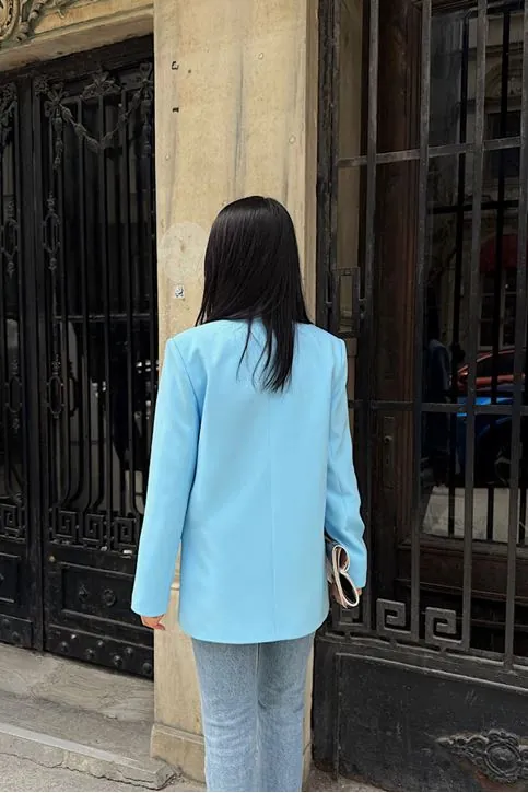 Oversize Blazer Ceket Mavi