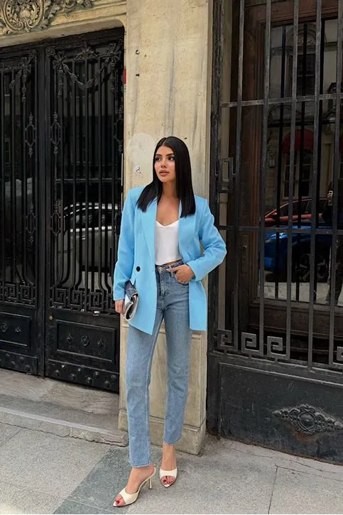 Oversize Blazer Ceket Mavi