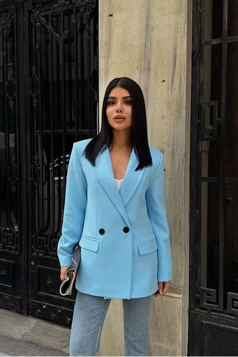 Oversize Blazer Ceket Mavi