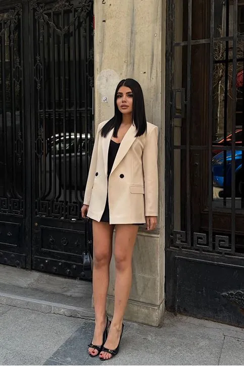 Oversize Blazer Ceket Bej