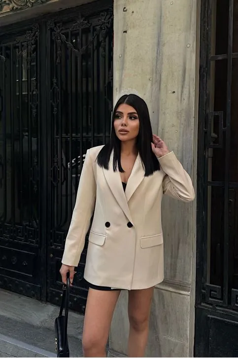 Oversize Blazer Ceket Bej