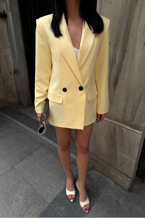 Oversize Blazer Ceket Sarı