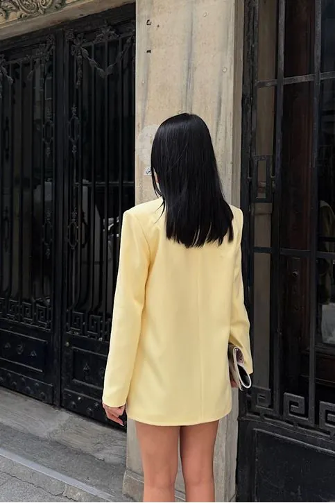 Oversize Blazer Ceket Sarı