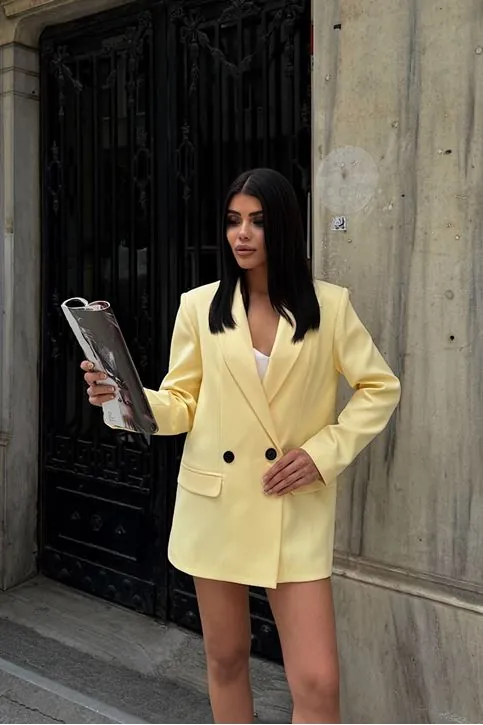 Oversize Blazer Ceket Sarı