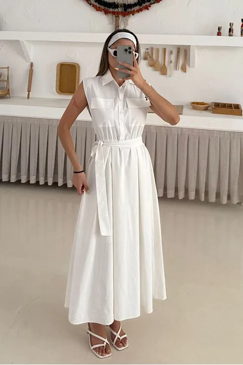 Basic Poplin Elbise Beyaz