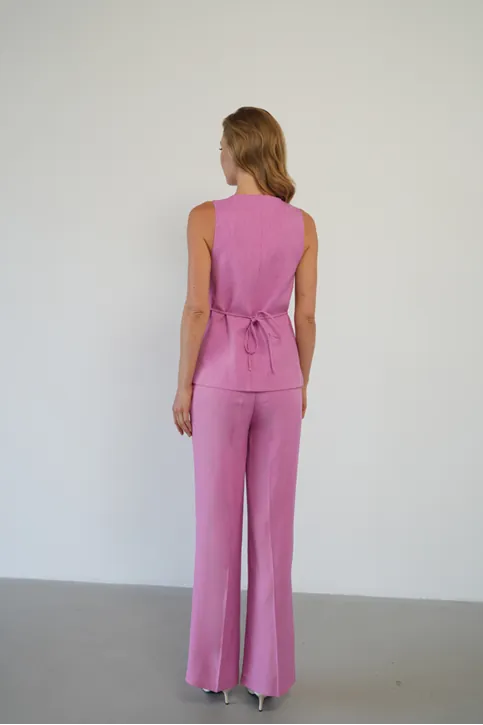 Modern Yelekli İkili Takım Pembe