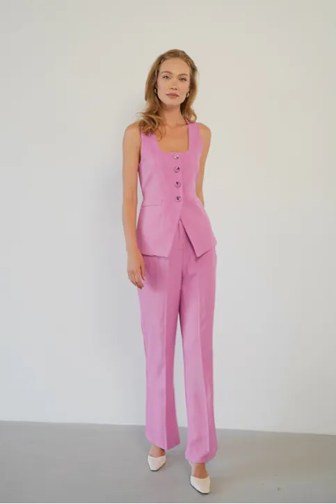 Modern Yelekli İkili Takım Pembe