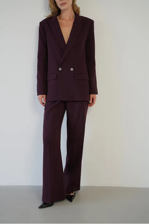 Oversize Ceketli Takım Mürdüm