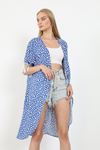 Püsküllü Kimono-Mavi