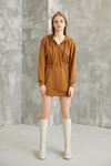 Bel Büzgülü Sweatshirt-Camel