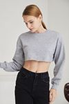 Bisiklet Yaka Crop-Gri