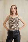 Leopar Desen Saten Bluz-Leopar
