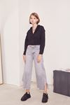 Crop Yüksek Bel Straight Jean-Gri