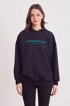 Baskılı Salaş Sweatshirt-Siyah