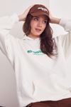Baskılı Salaş Sweatshirt-Ekru