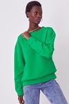 Bisiklet Yaka Sweatshirt-Yeşil