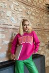Auburn Baskılı Sweatshirt-Fuşya
