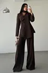 Modern Şal Yaka Takım Kahverengi